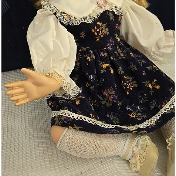 “First Kiss” Porcelain Girl Doll Long Curls Lace Leggings Shoes 13" - Picture 3 of 8